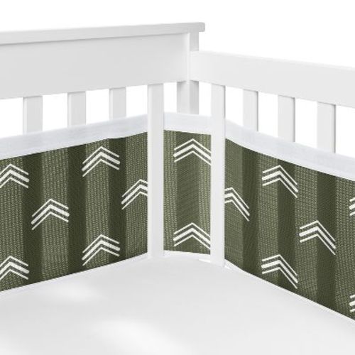 Sweet Jojo Designs + BreathableBaby Boy, Girl, Unisex/Gender Neutral Breathable Mesh Crib Liner Pad Diamond Tuft Hunter Green and Ivory