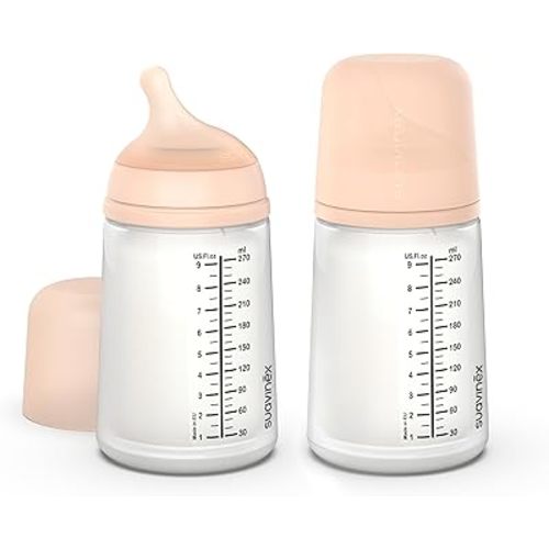 Suavinex Zero Zero Anti Colic Baby Bottle, No 1 Spanish Baby Bottle Brand, Minimizes Bottle Rejection & Nipple Confusion, Perfect for Breastfeeding Babies, Medium Flow, 2 Pk 9 oz, Fair