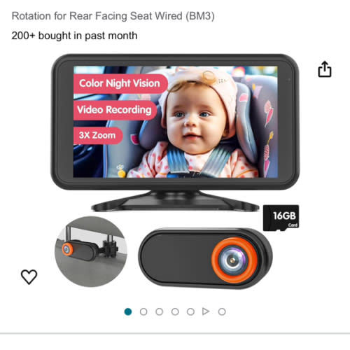 Amazon.com : Luckview Baby Car Camera Night Vision 5.2'' Car Camera for Baby with Video Recording Function TF Card 3X Zoom 1080P Car Baby Camera 360° Rotation for Rear Facing Seat Wired (BM3) : Baby