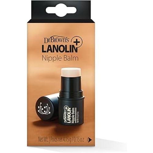 Dr. Brown's Lanolin + Nipple Balm,Postpartum and Breastfeeding Essential – Soothe and Protect Dry,Chapped Nipples