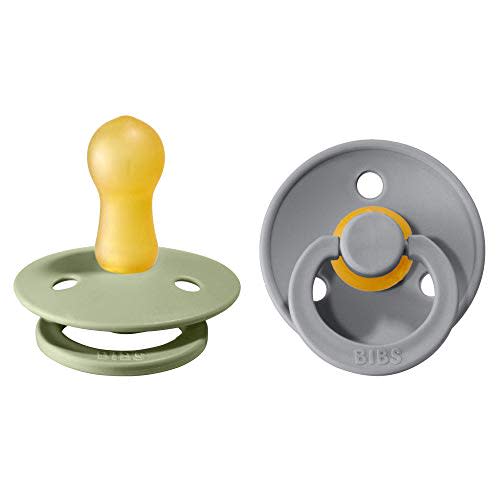 Bibs Pacifiers Color Collection, Set of 2 BPA-Free Latex Pacifiers Made in Europe, Round Nipple Baby Pacifier.