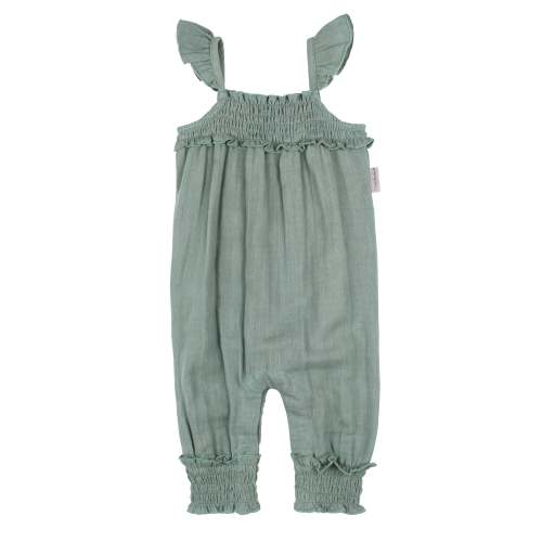 Organic Muslin Sleeveless Romper in Sprig