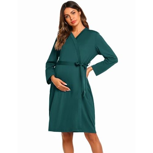 Ekouaer Maternity Robe Labor Delivery Nursing Gown Hospital Breastfeeding Dress Bathrobes