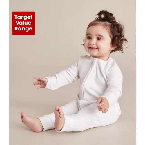 Baby Organic Cotton Pointelle Zip Coverall - White | Target Australia