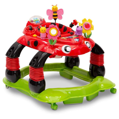 Delta Children Lil Play Station 4-in-1 Activity Walker - Rocker, Activity Center, Bouncer, Walker - Adjustable Seat Height - Fun Toys for Baby, Sadie the Ladybug