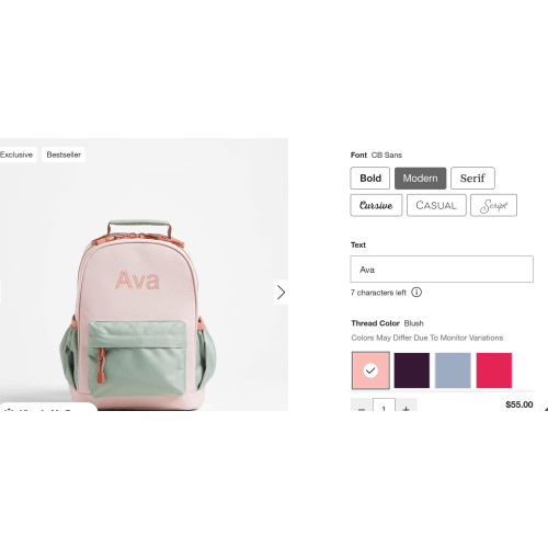 Personalized Dreamer Colorblock Pink and Mint Green Small Kids Backpack with Side Pockets