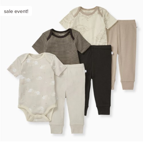 Swaying Branches Organic Short Sleeve Bodysuit and Pant Set 3 Pack