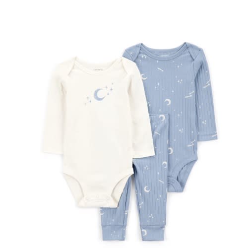 Carter's Baby Boys 3-Piece Outfit Set Light Blue Moon Set