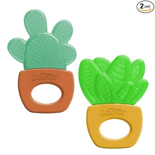 Dr. Brown's AquaCool Water-Filled Teether, Cooling Baby Teether Toy for Sore Gums, Green Cactus, BPA Free, 3m+, 2-Pack