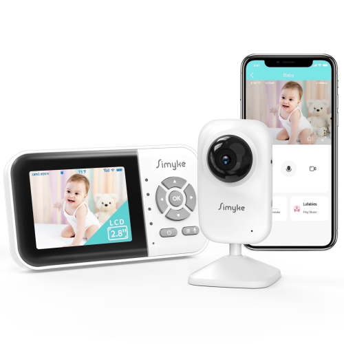 Upgrate Video Baby Monitor,WiFi Baby Camera,2.8" LCD Display and App Control,1200ft Long Range,2 Way Talk,Auto Night Vision,Sound Alert,VOX,Temperature Sensor 5 Lullabies Feeding Remind