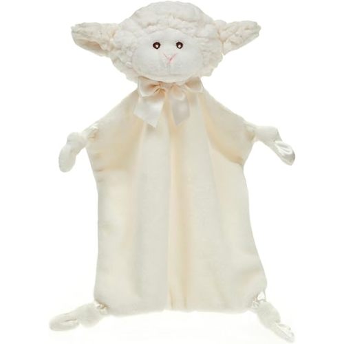 Bearington Baby Wee Lamby, 8 x 7 Inch Small Lamb Stuffed Animal, Security Blanket Baby Lovey, Baptism Gift