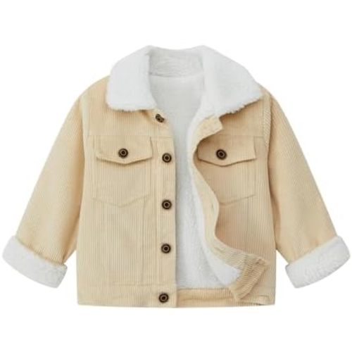Toddler Baby Boys' Corduroy Jacket Sherpa Lined Lapel Baby jacket Warm and Thick Infant Coat Long