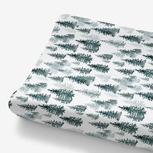 HawSkgFub Watercolor Forest Pine Tree Changing Pad Cover for Baby Girl Boy, Winter Christmas Diaper Change Table Covers, Soft Stretchy Safe Snug Fitted Changing Mat Sheets Fit 32"/34" x 16"