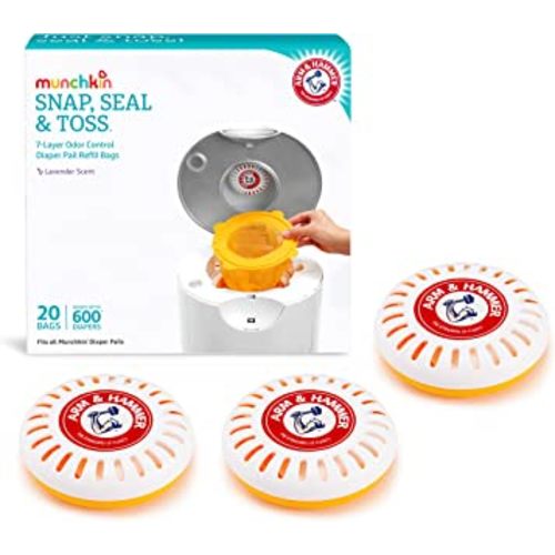 Munchkin® Refill Set for STEP™ and PAIL™ Diaper Pails - Includes 20 Arm & Hammer Snap, Seal & Toss™ Refill Bags and and 3 PUCK™ Baking Soda Cartridges