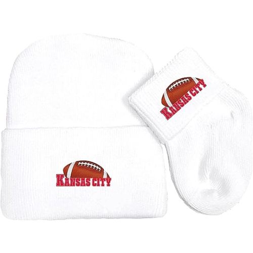 Newborn Baby Knit Cap and Socks Set for Kansas City Fans White