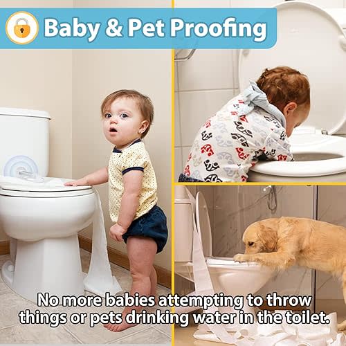 4our Kiddies Baby Toilet Lock (2 Pack) for Child Safety, Baby Proof Toilet Seat Lock with 2 Extra Pallet Fit for Most Standard Toilet, Easy Intallation Toilet Lid Lock with 2 Extra 3M Adhesive
