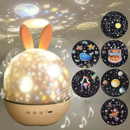 IFCOW Night Light Projector for Kids,Rotating Starry Night Light Projector with Remote Control,6 Films,Soothe Musics,Bedside Lamp Nursery Light