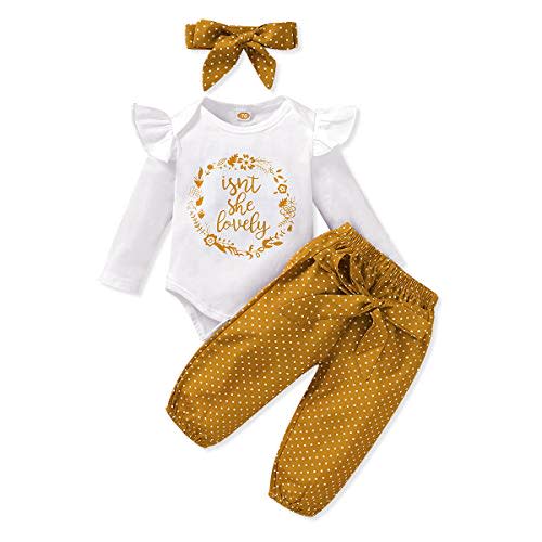 Renotemy Newborn Baby Girl Clothes Outfits Infant Romper Ruffle Floral Pants Cute Toddler Baby Girl Clothes Set