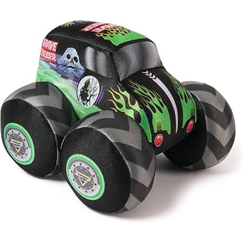 Monster Jam Official Grave Digger Monster Truck with Sound, Plush Toy, Zombie Monster Truck for Boys and Girls, Kids Toys for Ages 3 and Up, 7”