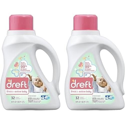 Dreft Active Baby Liquid Detergent, 50.0 Ounce (Pack of 2)