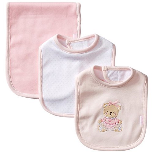 Little Me Baby Boys and Girls 100% Cotton 3-Piece Bib and Burp Sets, 2 Bibs and 1 Burp Cloth