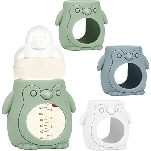 BUSOHA 3 Pack Silicone Sleeves for MAM Bottles - Baby Bottle Sleeves Compatible with MAM Glass Bottles Anti Breakage Baby Bottle Holder,6 OZ