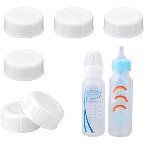 6pcs Narrow Baby Bottle Caps for Dr. Brown's & Medela, Reliable BPA Free Travel Bottle Cap with Sealing, Gasket Storage Lids Replacement Parts Accessories(White)