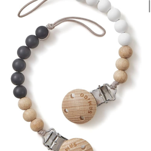 SAMiGO Silicone Pacifier Clips Holders Paci Binky Clips for Baby Boys and Girls - 2 Pack