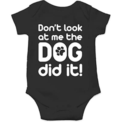 AW Fashions Don't Look At Me, The Dog Did It! Baby Bodysuit Funny Newborn Outfit for Boys or Girls Romper