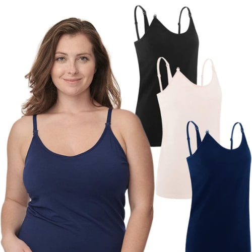 Under Control Nursing Cami Tank Tops for Breastfeeding Women Nursing Tops Maternity Shirts, Camisoles with Built in Bra 3Pack