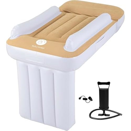 BleuWhisk Inflatable Toddler Travel Bed - Airplane Bed for Kids, Airplane Seat Extender for Kids - Plane Bed for Toddler Baby Air Mattress, Toddler Blow Up Bed with Sides Pump and Belt, Kids Aero Bed