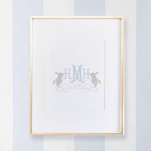 Peter Rabbit Nursery Wall Art | Nursery Decor | Nursery Name Print | Monogram Art | Personalized Baby Shower Gift | Gingham | Watercolor