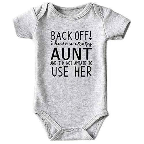 Azzwnee Crazy Aunt Baby Boy Clothes Unisex Funny Baby Girl Bodysuits gray 0-3 months