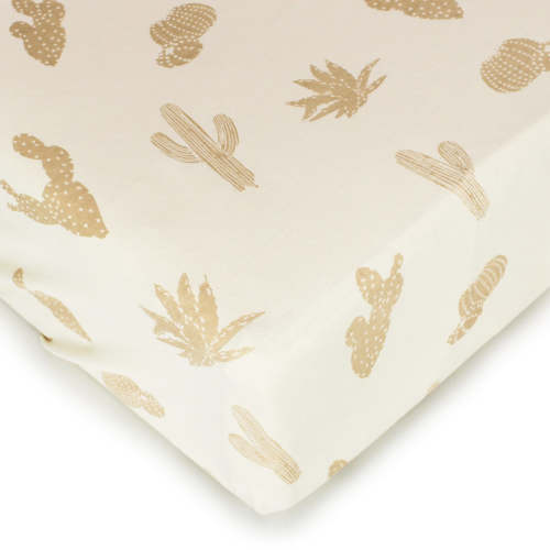 L’oved Baby | Organic Fitted Crib Sheet in Buttercream Cactus