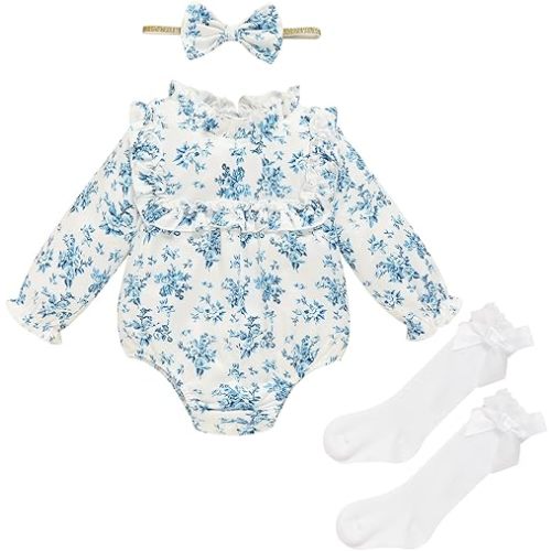 GRNSHTS Newborn Baby Girl Clothes Ruffle Rompers Toddler Fall Outfits for Girls Set Little Girl Fall Winter Clothing