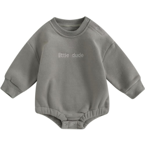 Amazon.com: YOKJZJD Newborn Baby Boy Outfits Fleece Little Dude Bubble Romper Sweatshirt Long Sleeve T-Shirt Warm Fall Winter Clothes: Clothing, Shoes & Jewelry