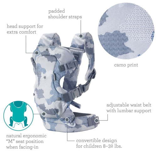 Infantino Flip 4-in-1 Convertible Baby Carrier, 4-Position, Camo