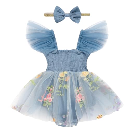 TITKKOP Baby Girl Tulle Romper|Newborn Summer Bodysuit|First Birthday Photo Shoot|Cake Smash Outfit for Infants 0-18M