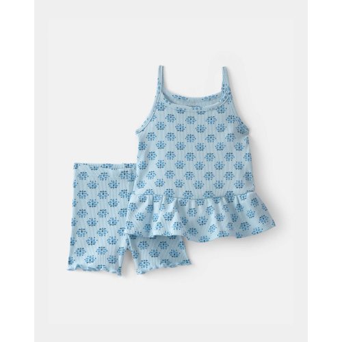 Baby Girl 2-Piece Floral Top & Short Set - Blue | Carter's