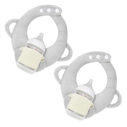 YURRLFUA 2 Pack Baby Bottle Holder, Infant Bottle Holder,Twin Nursing Pillow,Bottle Propper for Baby, Newborn Baby Essential(Gray)