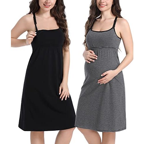 SUIEK Maternity Nursing Nightgown Breastfeeding Dresses Tank Tops Labor Delivery Sleepwear