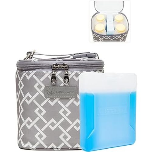 Cold Gold Breastmilk Cooler Bag with Safety Tested Ice Pack – Insulated Milk Storage for Work, Travel & Daycare – Fits Bottles & Pump Parts – Durable, Washable, Safety-Tested Cooler for Moms (Gray)