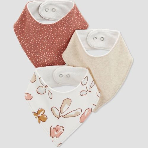 Carter's Just One You® Baby Girls' 3pk Floral Bib - Brown/white