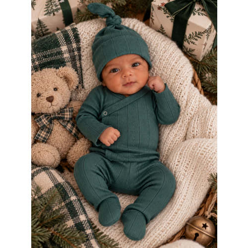 Pine / Organic Pointelle Newborn Set – SpearmintLOVE
