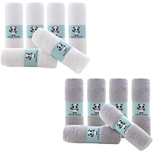 Baby Washcloths - 2 Layer Ultra Soft Absorbent Washcloths - Newborn Face Towel - Makeup Remove Washcloths for Sensitive Skin - 12 Pack -Grey and White