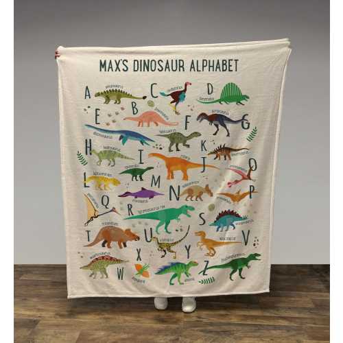Personalized Kids Dinosaur Alphabet Blanket, Boy Blanket, Baby Blanket, Kids Blanket, Personalized Gift, Gift for Baby and Toddlers