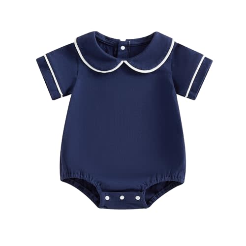 Muasaaluxi Newborn Baby Boy Summer Clothes Basic Plain Short Sleeve Romper Cotton One Piece Bodysuit Jumpsuit 0-18M