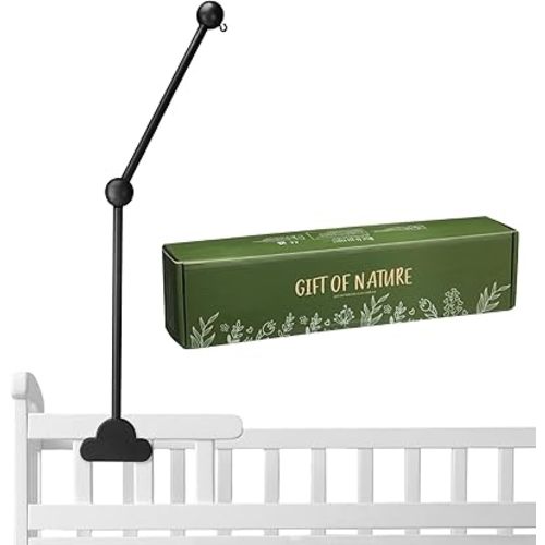 Wooden Baby Crib Mobile Arm 27.17 Inches Cloud Design Adjustable Baby Mobile Hanger Detachable Mobile Holder for Crib Cot Bed Bassinet Wind Chimes Bed Bell Nursery (Black)