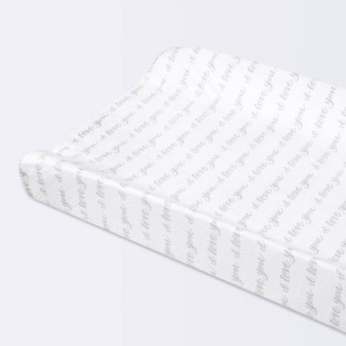 Plush Changing Pad Cover I Love You Script - Gray/white - Cloud Island™