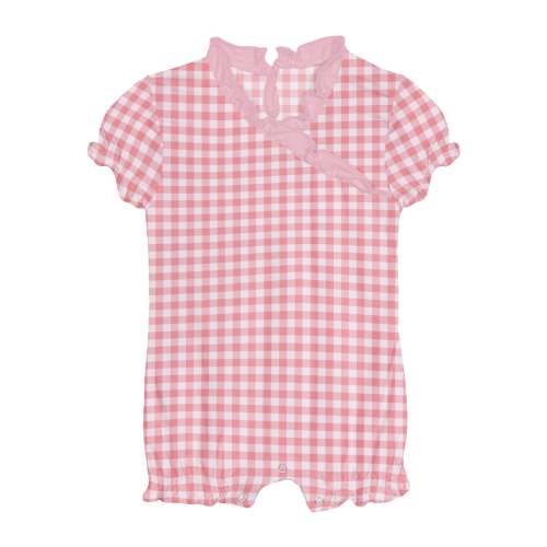 Print Ruffle Romper in Cake Pop Gingham